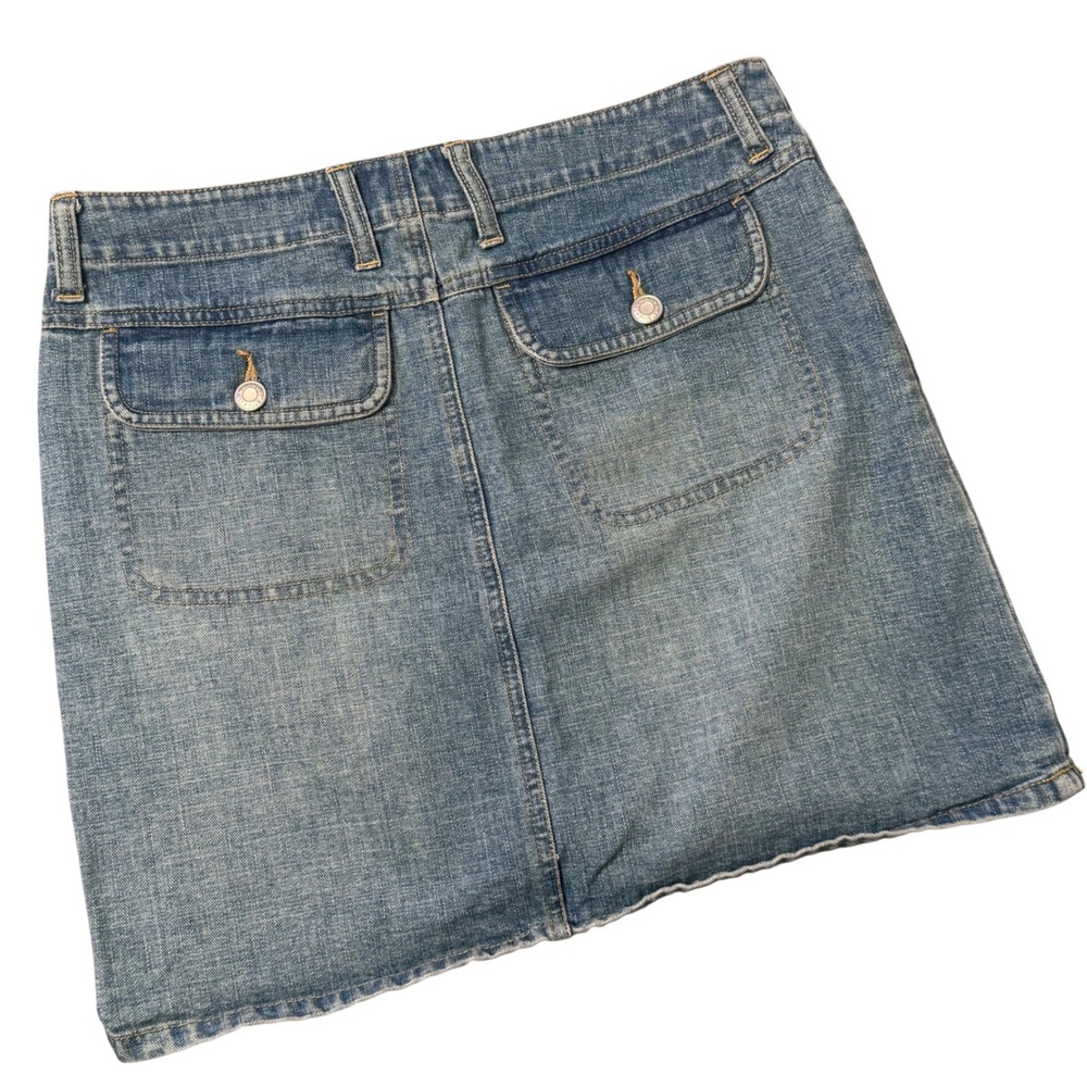 Y2K Old Navy Denim Mini Skirt Button Flap Patch Pockets Utility Size 4 Blue